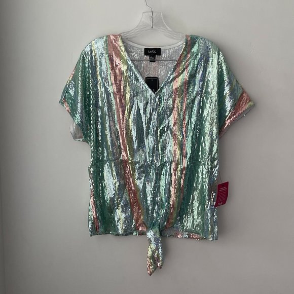 MSK | Tops | Msk Short Sleeve Tie Front Top | Poshmark